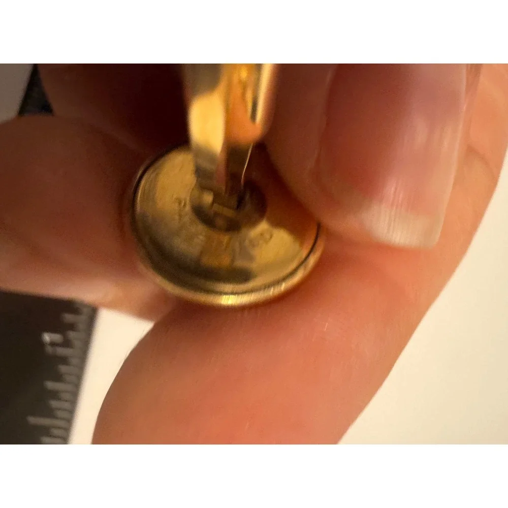 Vintage Krementz Gold Tone Round Iridescent Single Replacement Cufflink Patented